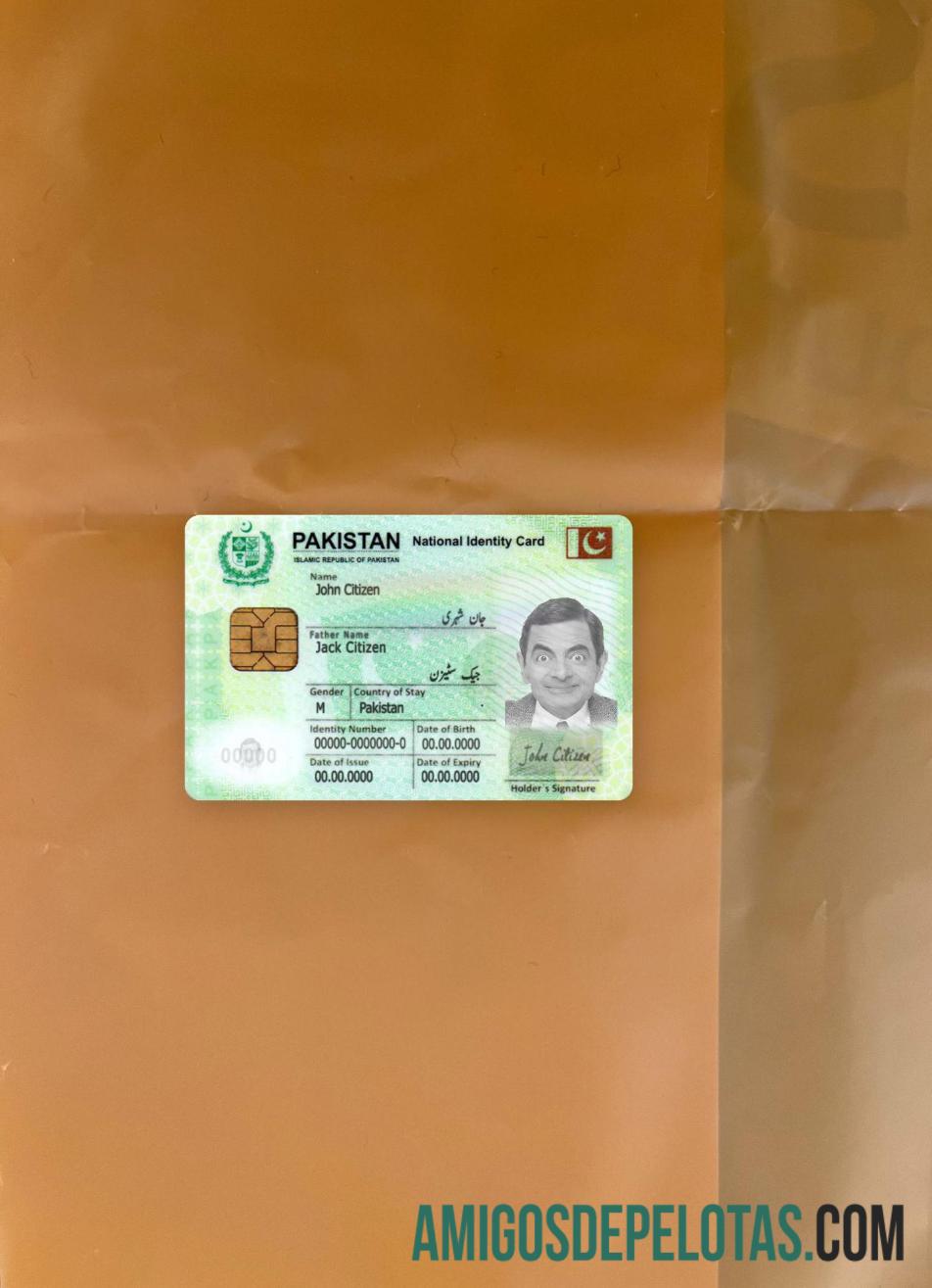 Pakistan National ID Card olhar de foto frente amostra